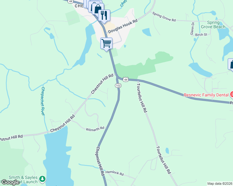 map of restaurants, bars, coffee shops, grocery stores, and more near 23 Chopmist Hill Road in Glocester