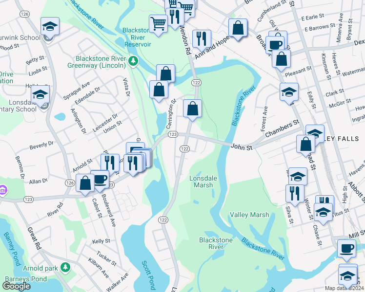 map of restaurants, bars, coffee shops, grocery stores, and more near 1614 Lonsdale Avenue in Lincoln