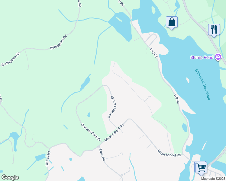 map of restaurants, bars, coffee shops, grocery stores, and more near 42 Connors Farm Drive in Smithfield