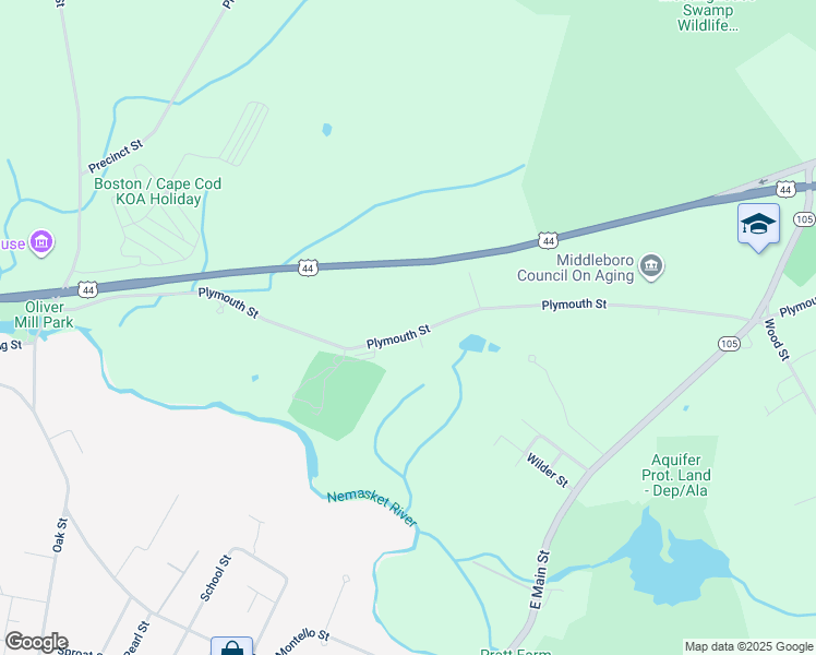 map of restaurants, bars, coffee shops, grocery stores, and more near 520 Plymouth Street in Middleborough