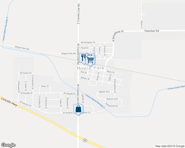 map of restaurants, bars, coffee shops, grocery stores, and more near 199 Summer Street in Maple Park