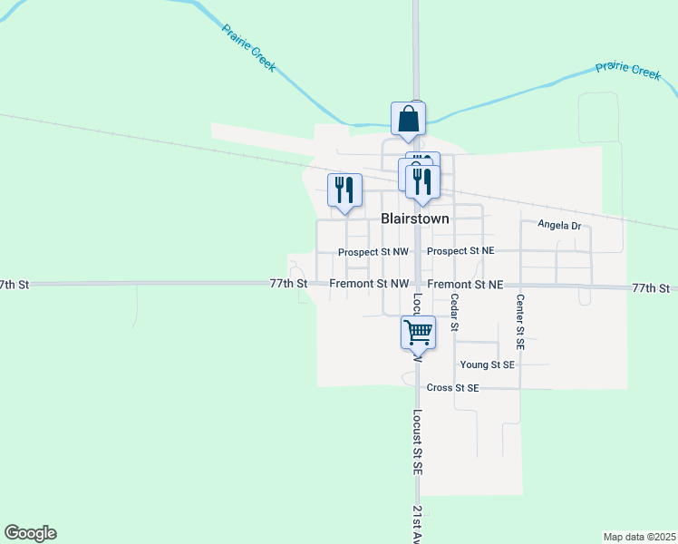 map of restaurants, bars, coffee shops, grocery stores, and more near 107 Walnut Street in Blairstown