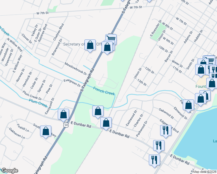 map of restaurants, bars, coffee shops, grocery stores, and more near 5310 Volterra Drive in Monroe