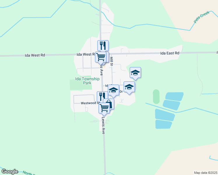 map of restaurants, bars, coffee shops, grocery stores, and more near 8125 Ida Street in Ida