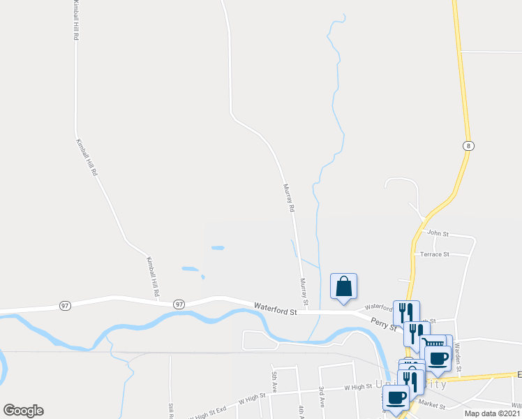 map of restaurants, bars, coffee shops, grocery stores, and more near 15700 Murray Road in Union City