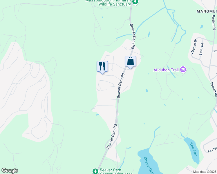 map of restaurants, bars, coffee shops, grocery stores, and more near 20 Farnham Drive in Plymouth