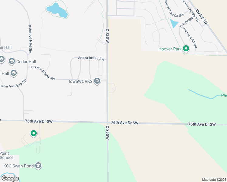 map of restaurants, bars, coffee shops, grocery stores, and more near 7207 C Street Southwest in Cedar Rapids