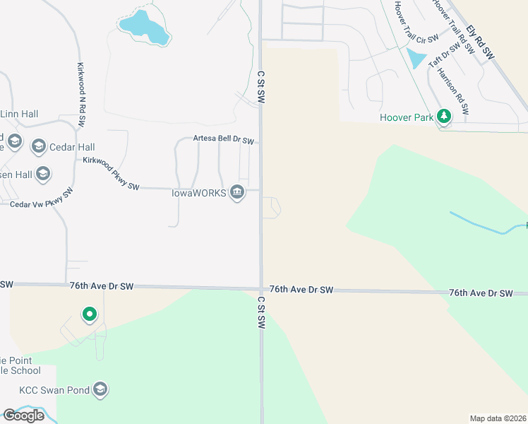 map of restaurants, bars, coffee shops, grocery stores, and more near 7207 C Street Southwest in Cedar Rapids