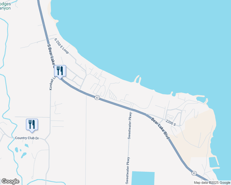map of restaurants, bars, coffee shops, grocery stores, and more near 2176 South Bear Lake Boulevard in Garden City