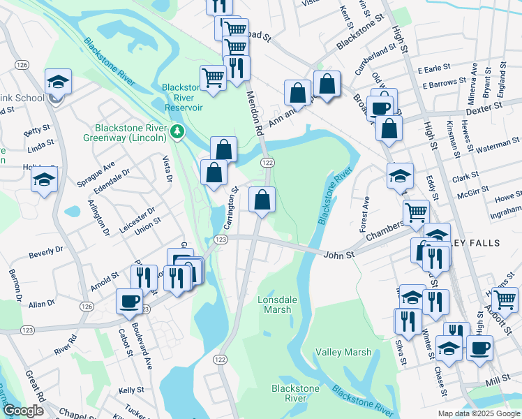 map of restaurants, bars, coffee shops, grocery stores, and more near 1683 Lonsdale Avenue in Lincoln