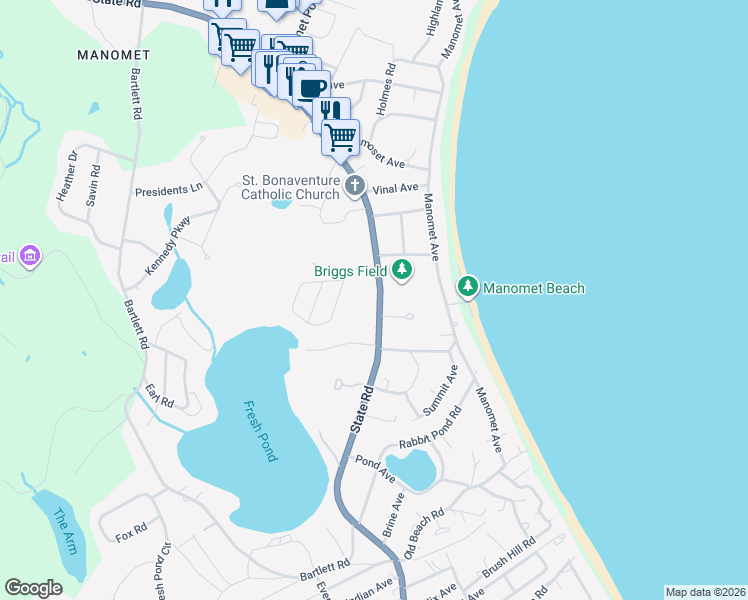 map of restaurants, bars, coffee shops, grocery stores, and more near 849 State Road in Plymouth