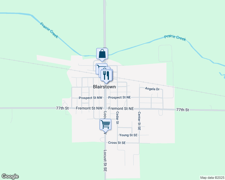 map of restaurants, bars, coffee shops, grocery stores, and more near 104 Benton Street in Blairstown