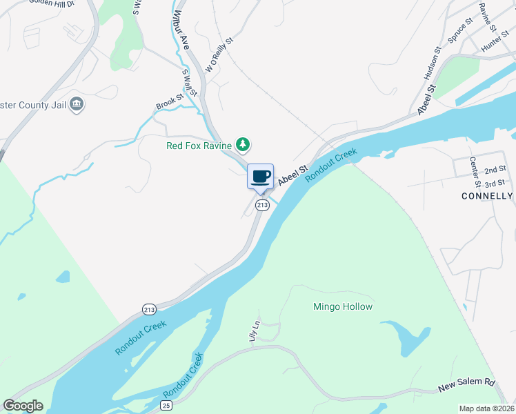 map of restaurants, bars, coffee shops, grocery stores, and more near 598-612 Abeel Street in Kingston