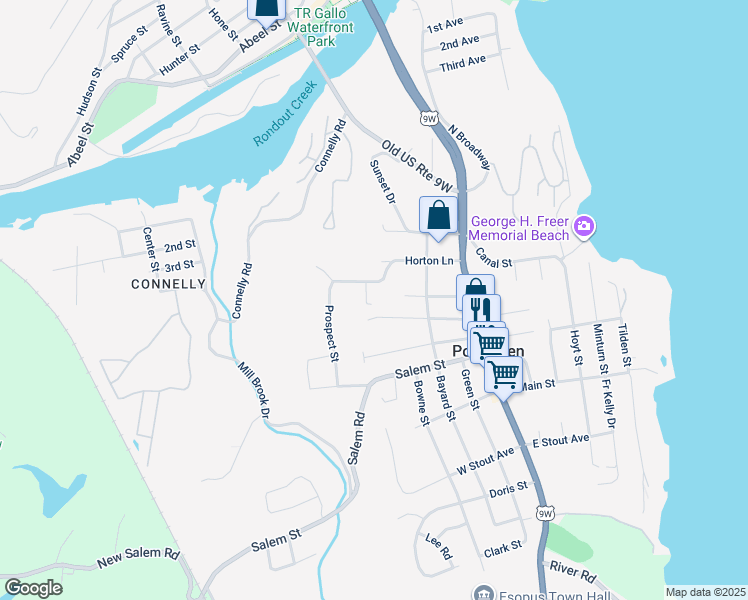 map of restaurants, bars, coffee shops, grocery stores, and more near 145 Dogwood Road in Port Ewen