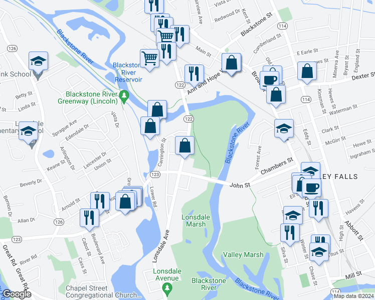 map of restaurants, bars, coffee shops, grocery stores, and more near 1683 Lonsdale Avenue in Lincoln