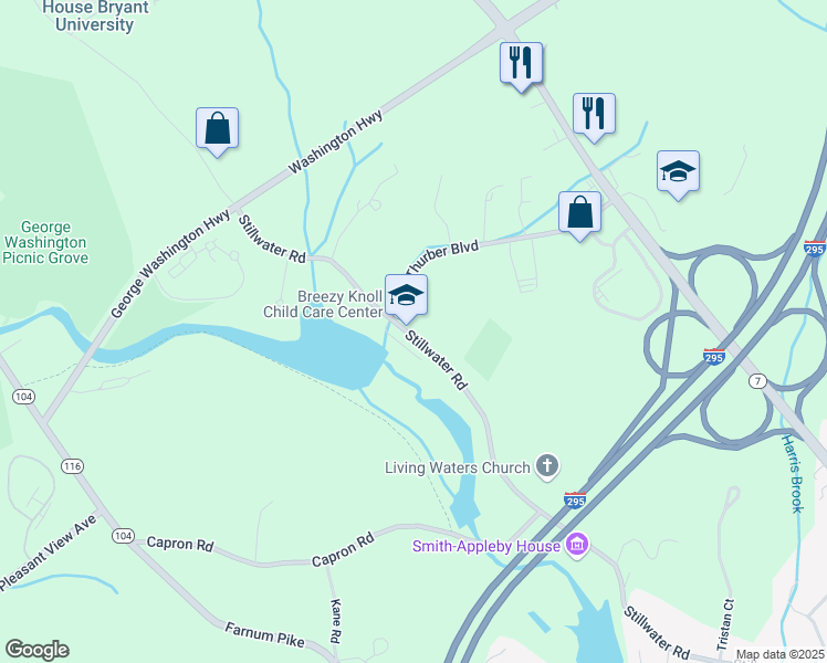 map of restaurants, bars, coffee shops, grocery stores, and more near in Smithfield