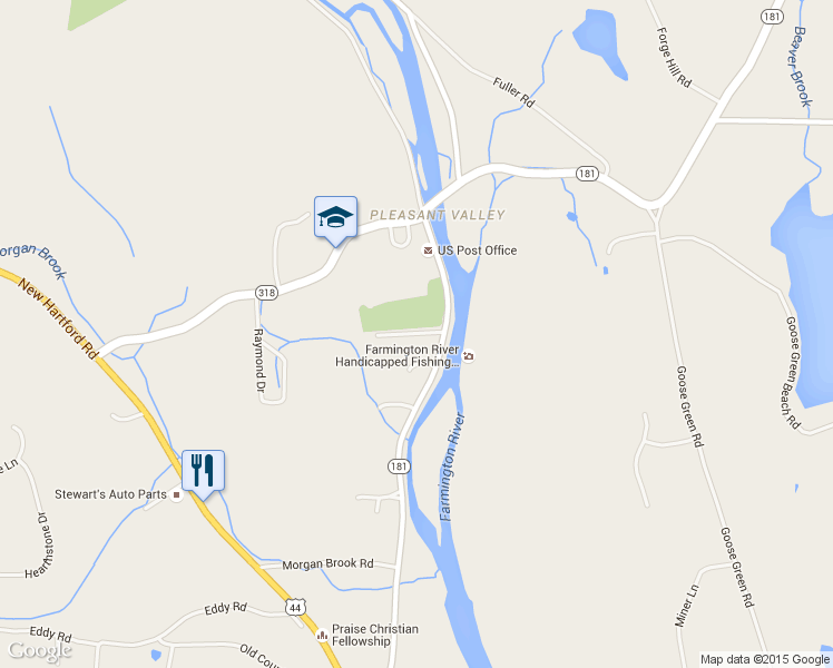 map of restaurants, bars, coffee shops, grocery stores, and more near 28 Albough Road in Barkhamsted