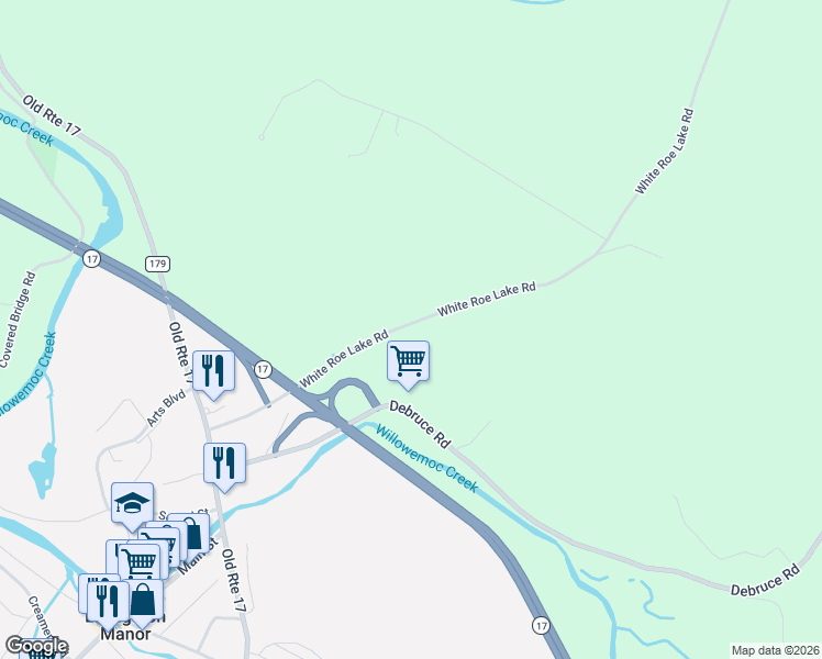 map of restaurants, bars, coffee shops, grocery stores, and more near 83 Debruce Road in Livingston Manor