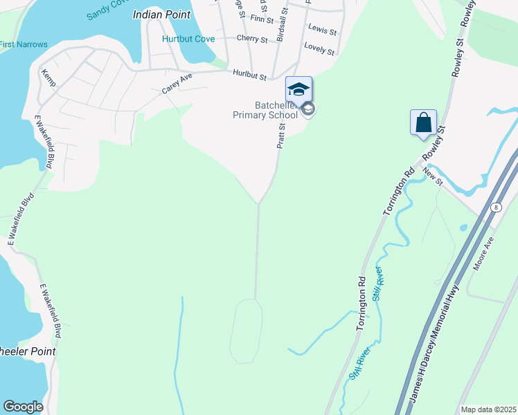 map of restaurants, bars, coffee shops, grocery stores, and more near 201 Pratt Street in Winsted