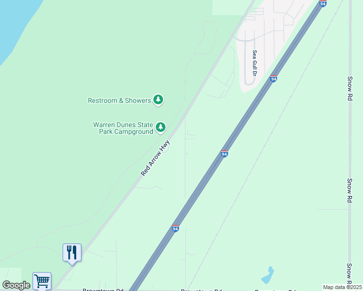 map of restaurants, bars, coffee shops, grocery stores, and more near 11600 North Hildebrandt Road in Sawyer