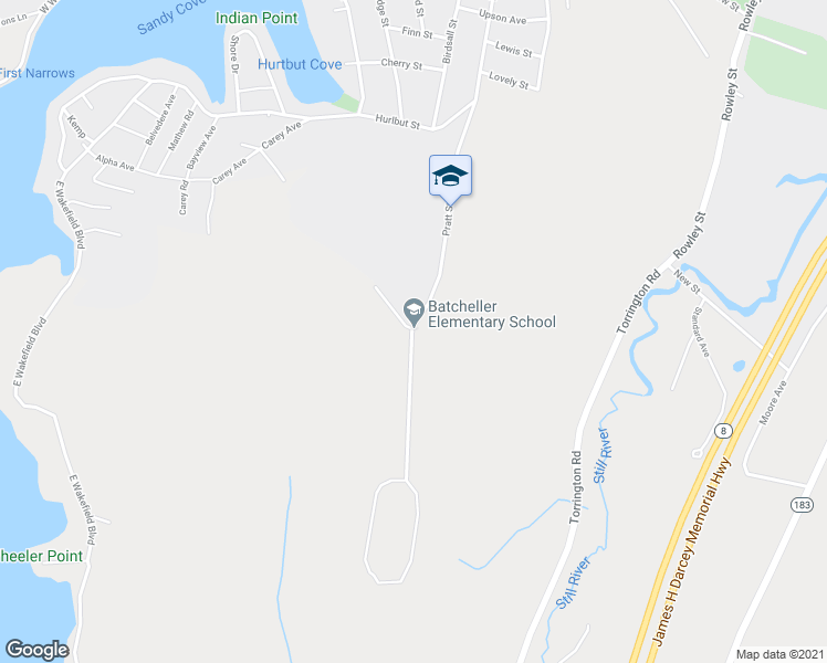 map of restaurants, bars, coffee shops, grocery stores, and more near 201 Pratt Street in Winsted