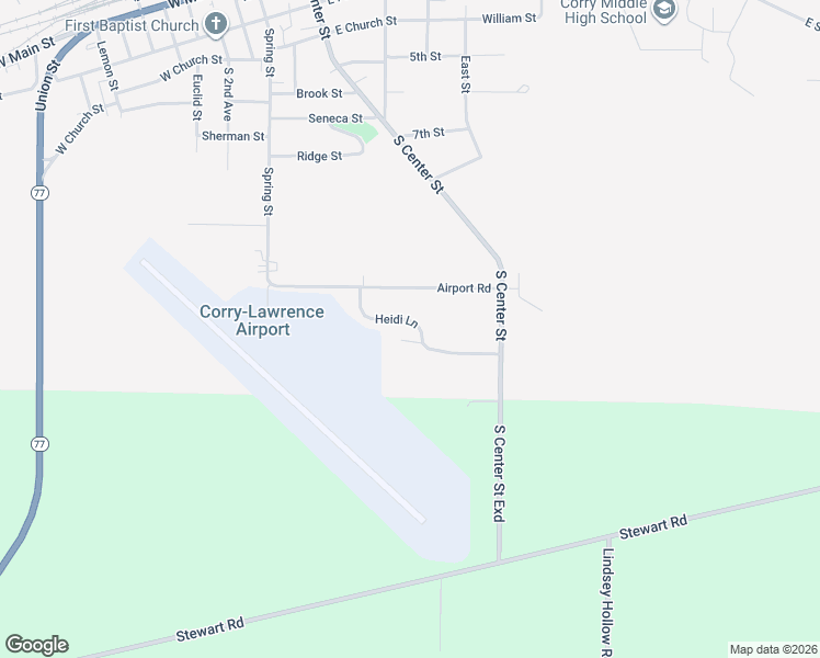 map of restaurants, bars, coffee shops, grocery stores, and more near 33 Heidi Ln in Corry