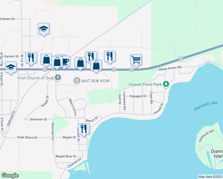 map of restaurants, bars, coffee shops, grocery stores, and more near in Cassopolis