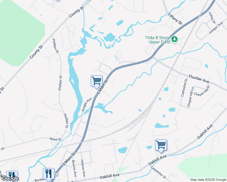 map of restaurants, bars, coffee shops, grocery stores, and more near 24 Seanna Road in Attleboro