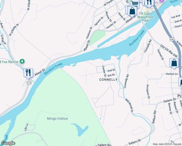 map of restaurants, bars, coffee shops, grocery stores, and more near 186 2nd Street in Kingston