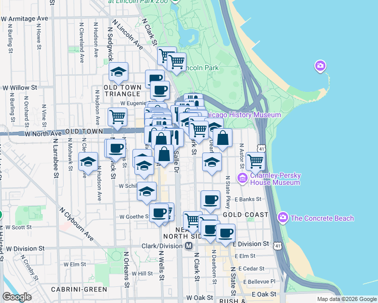 map of restaurants, bars, coffee shops, grocery stores, and more near in Chicago