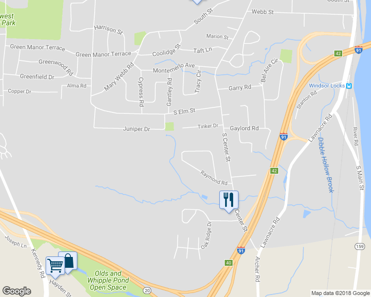 map of restaurants, bars, coffee shops, grocery stores, and more near 62 Alicia Terrace in Windsor Locks