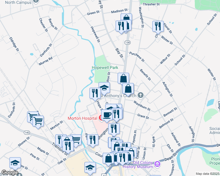 map of restaurants, bars, coffee shops, grocery stores, and more near 11 Bradford Street in Taunton