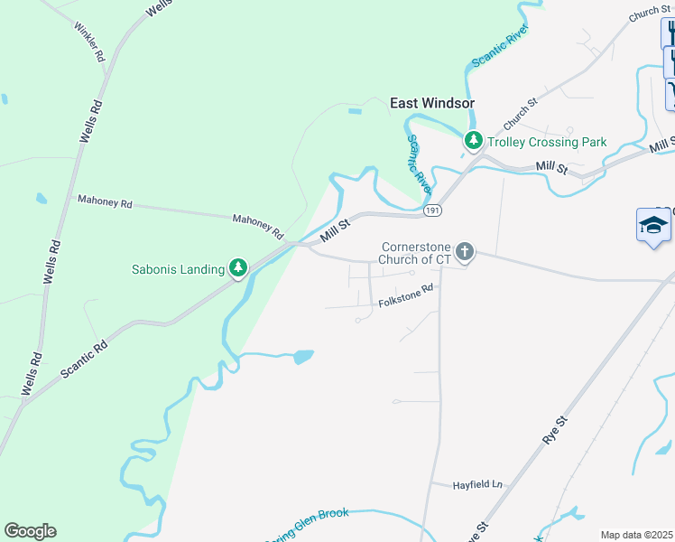 map of restaurants, bars, coffee shops, grocery stores, and more near 6 Spring Court in East Windsor