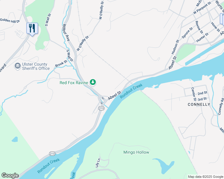 map of restaurants, bars, coffee shops, grocery stores, and more near 530 Abeel Street in Kingston