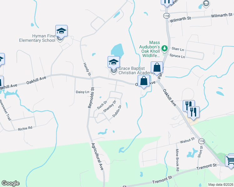 map of restaurants, bars, coffee shops, grocery stores, and more near 14 Melissa Drive in Attleboro