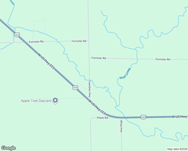 map of restaurants, bars, coffee shops, grocery stores, and more near 1674 Townline Highway in Adrian
