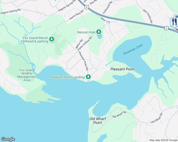 map of restaurants, bars, coffee shops, grocery stores, and more near 45 Highland Avenue in Wellfleet