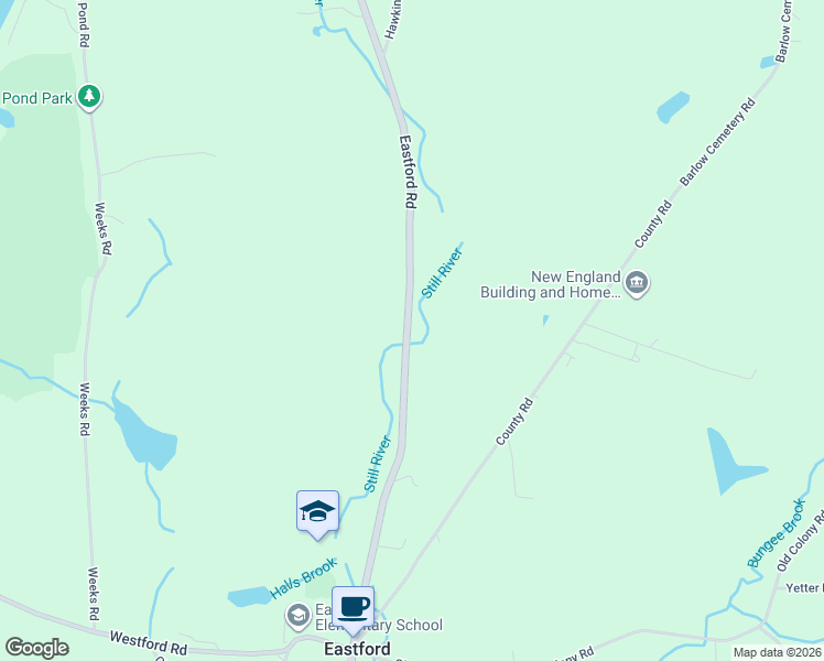 map of restaurants, bars, coffee shops, grocery stores, and more near 258 Eastford Road in Eastford