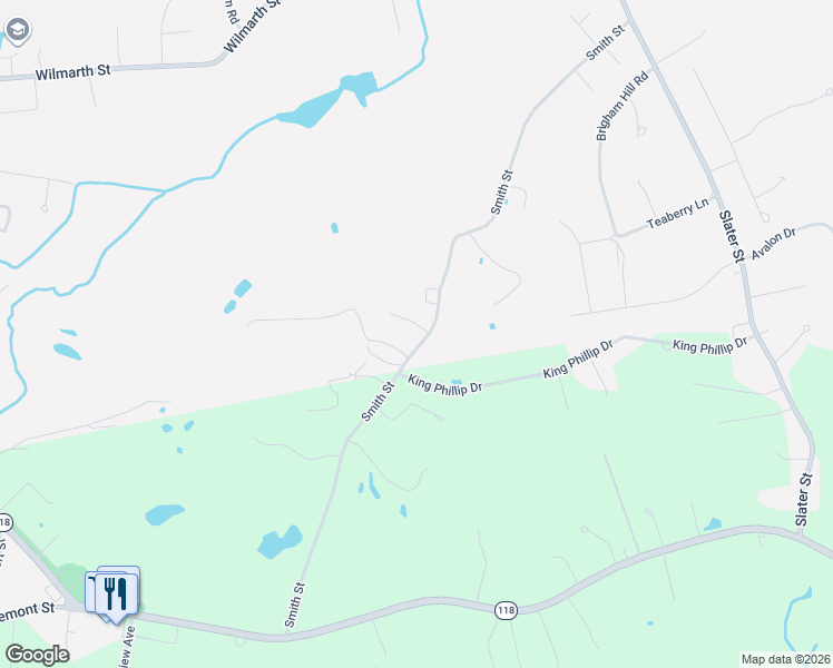 map of restaurants, bars, coffee shops, grocery stores, and more near 291 Smith Street in Attleboro