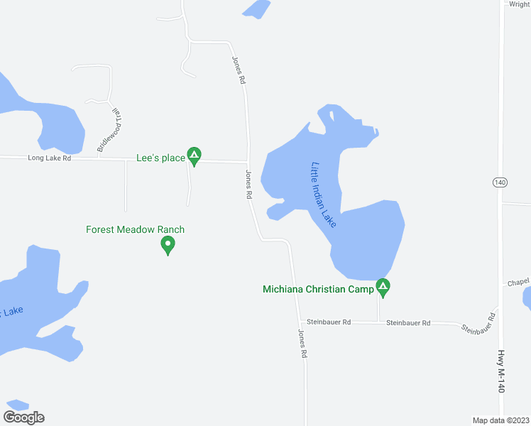 map of restaurants, bars, coffee shops, grocery stores, and more near 11435 Jones Road in Berrien Springs