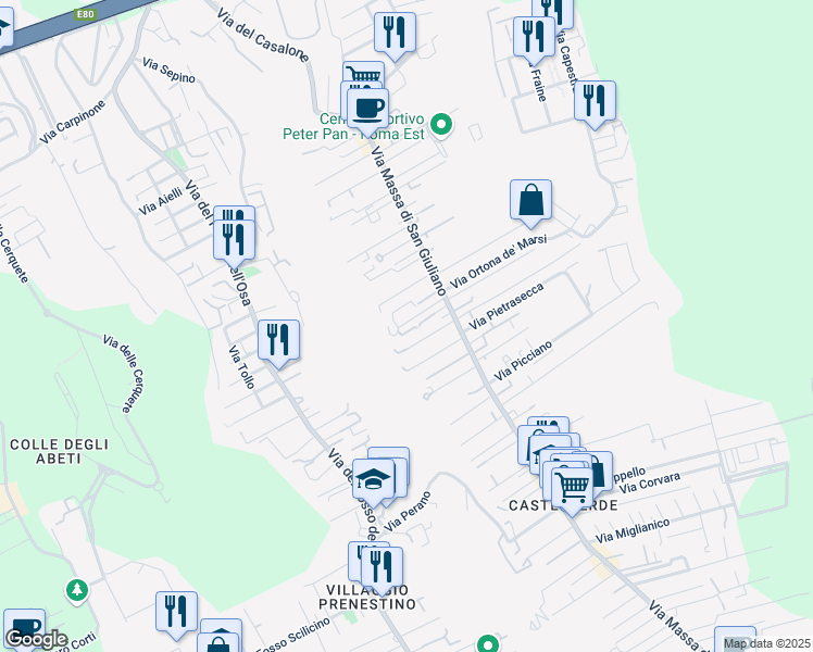 map of restaurants, bars, coffee shops, grocery stores, and more near 29 Via Guilmi in Città metropolitana di Roma Capitale