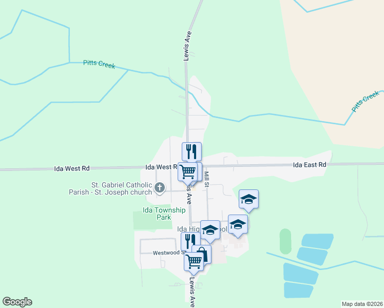 map of restaurants, bars, coffee shops, grocery stores, and more near in Ida