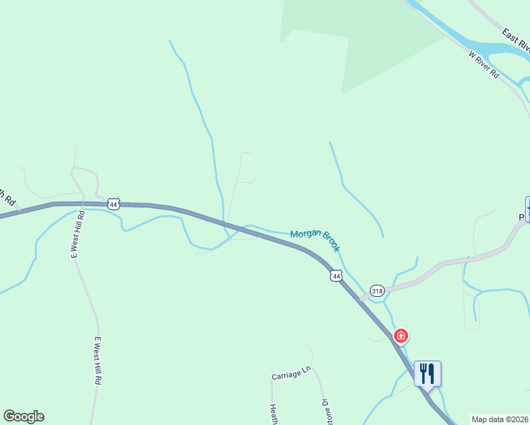 map of restaurants, bars, coffee shops, grocery stores, and more near 6 Dew Road in Barkhamsted