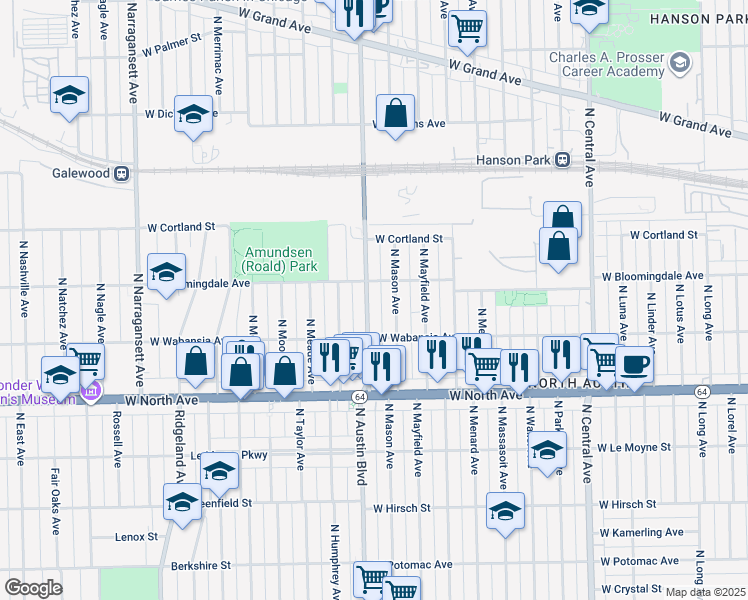 map of restaurants, bars, coffee shops, grocery stores, and more near in Chicago