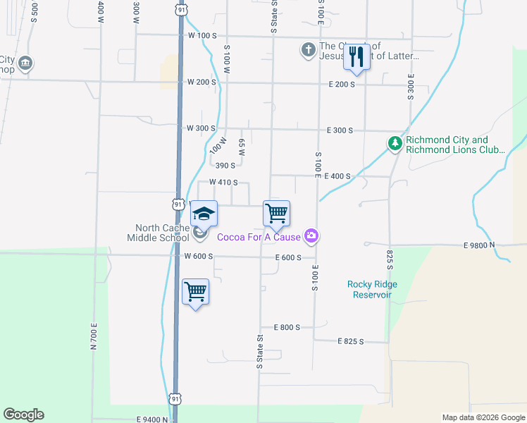 map of restaurants, bars, coffee shops, grocery stores, and more near 480 South State Street in Richmond