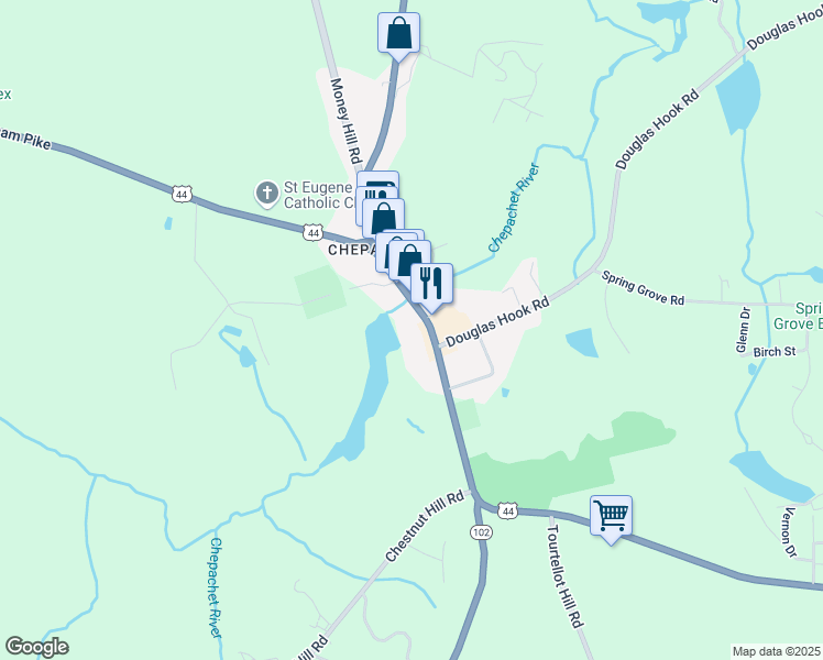 map of restaurants, bars, coffee shops, grocery stores, and more near 1158 Putnam Pike in Glocester