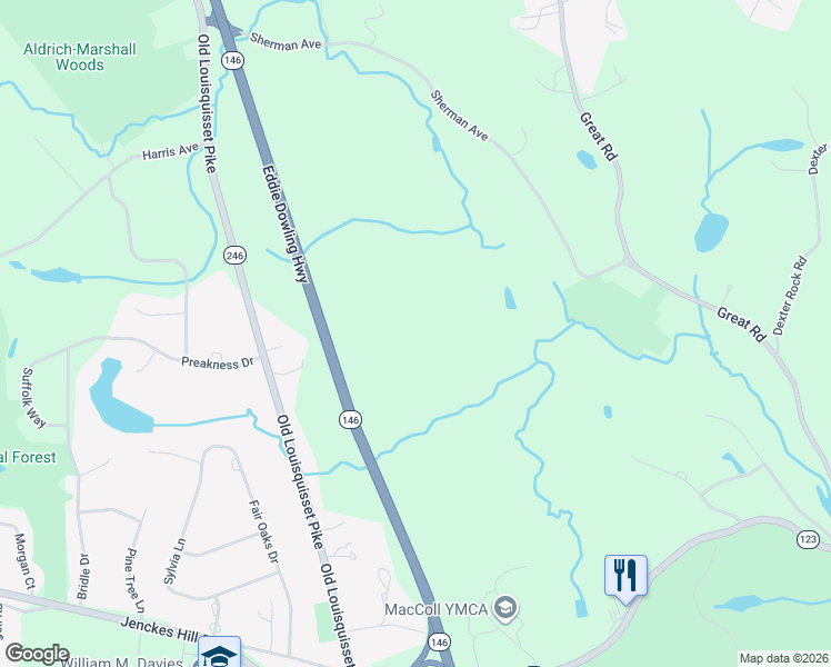 map of restaurants, bars, coffee shops, grocery stores, and more near Eddie Dowling Highway in Lincoln