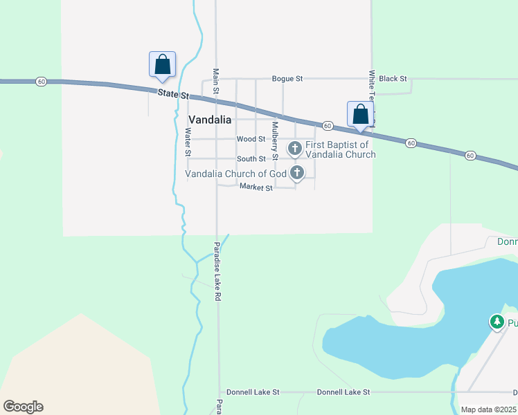 map of restaurants, bars, coffee shops, grocery stores, and more near 60911 South Main Street in Vandalia
