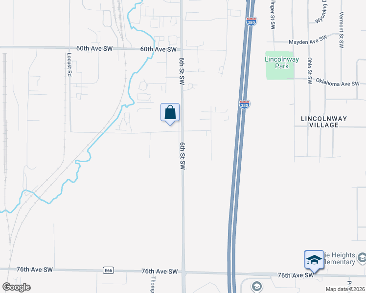 map of restaurants, bars, coffee shops, grocery stores, and more near 6689 6th Street Southwest in Cedar Rapids