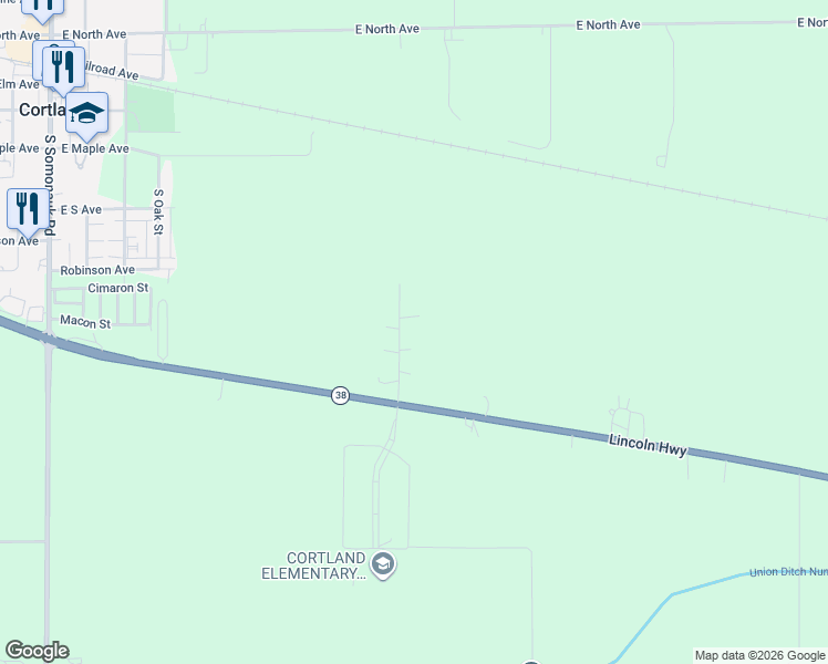 map of restaurants, bars, coffee shops, grocery stores, and more near 19378 Hahn Road in DeKalb